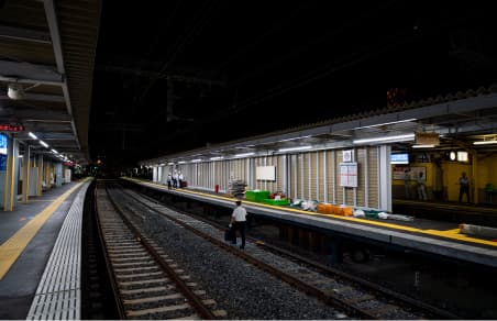 福駅（下り）　仮駅舎　全景　