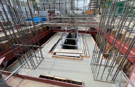 高架橋の地中梁のコンクリート打設後（福駅周辺）